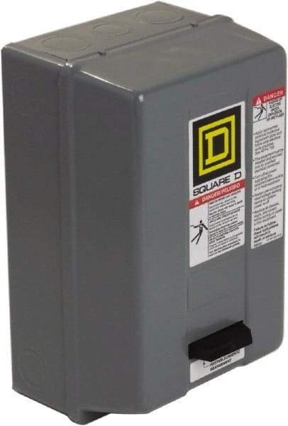 Square D - 110 Coil VAC at 50 Hz, 120 Coil VAC at 60 Hz, 18 Amp, Nonreversible Enclosed Enclosure NEMA Motor Starter - 1 hp at 1 Phase, 1 Enclosure Rating - First Tool & Supply