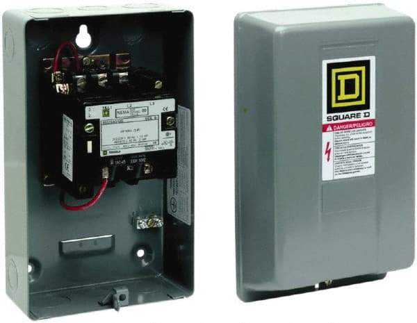 Square D - 2 Pole, 110 Coil VAC at 50 Hz and 120 Coil VAC at 60 Hz, 9 Amp NEMA Contactor - NEMA 1 Enclosure, 50 Hz at 110 VAC and 60 Hz at 120 VAC - First Tool & Supply