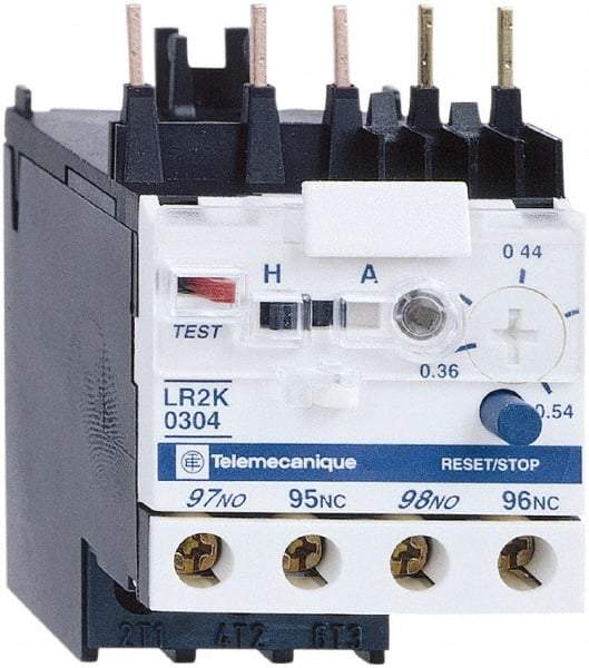 Schneider Electric - 0.36 to 0.54 Amp, 250 VDC, 690 Volt and 690 VAC, Thermal IEC Overload Relay - Trip Class 10A, For Use with LC1K, LC7K, LP1K and LP4K - First Tool & Supply