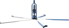 Patterson Fan - 5 Blades, 16' Blade Length, 186,692 CFM High Performance Industrial Ceiling Fan - 59 RPM, 220V, Blue & Silver - First Tool & Supply