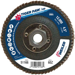 4 1/2″ × 5/8″-11-60 Grit - T27 Tiger Paw High Density Zirc Flap Disc Phenolic Back - First Tool & Supply