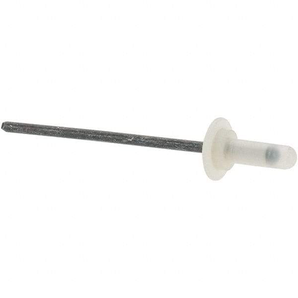 Value Collection - Large Flange Head Aluminum Closed End Sealing Blind Rivet - Steel Mandrel, 0.157" to 0.312" Grip, 1/4" Head Diam, 0.126" Max Hole Diam, 0.374" Length Under Head, - First Tool & Supply