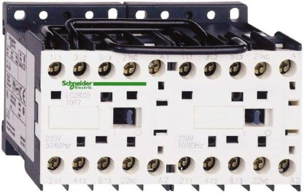 Schneider Electric - 3 Pole, 230 Coil VAC at 50/60 Hz, 16 Amp at 690 VAC, 20 Amp at 440 VAC and 9 Amp at 440 VAC, Reversible IEC Contactor - BS 5424, CSA, IEC 60947, NF C 63-110, RoHS Compliant, UL Listed, VDE 0660 - First Tool & Supply