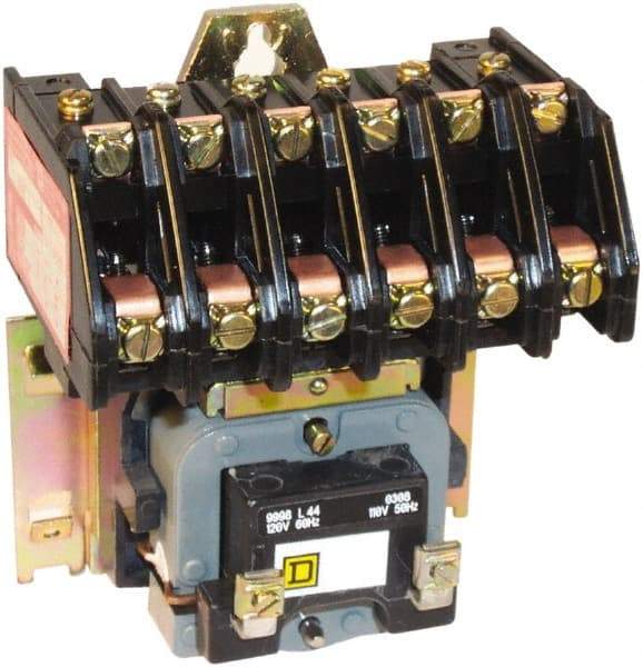 Square D - No Enclosure, 6 Pole, Electrically Held Lighting Contactor - 20 A (Tungsten), 30 A (Fluorescent), 277 VAC at 60 Hz, 6NO Contact Configuration - First Tool & Supply