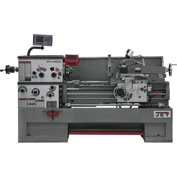 Jet - 14" Swing, 40" Between Centers, 230 Volt, Triple Phase Engine Lathe - 7MT Taper, 7-1/2 hp, 42 to 1,800 RPM, 3-1/8" Bore Diam, 30" Deep x 58" High x 77-1/2" Long - First Tool & Supply