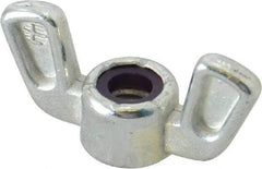 Value Collection - 1/4-20 UNC, Zinc Plated, Zinc Alloy Nylon-Insert Locking Wing Nut - Grade 2, 1-1/4" Wing Span, 19/32" Wing Span - First Tool & Supply