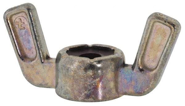 Value Collection - #8-32 UNC, Zinc Plated, Zinc Alloy Nylon-Insert Locking Wing Nut - Grade 2, 1.031" Wing Span, 1/2" Wing Span - First Tool & Supply