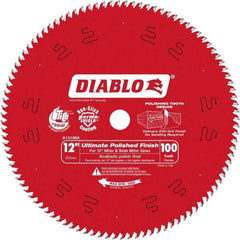 Freud - 12" Diam, 1" Arbor Hole Diam, 100 Tooth Wet & Dry Cut Saw Blade - Carbide-Tipped, Fine Finishing Action, Standard Round Arbor - First Tool & Supply