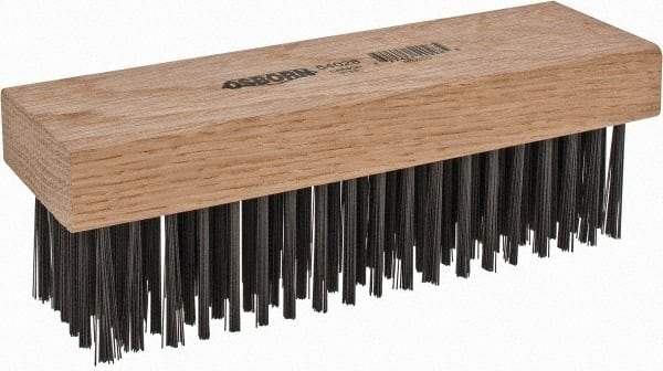 Osborn - 6 Rows x 19 Columns Steel Scratch Brush - 7-1/4" Brush Length, 1-11/16" Trim Length, Wood Straight Handle - First Tool & Supply