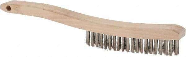 Osborn - 4 Rows x 18 Columns Stainless Steel Plater's Brush - 5-3/4" Brush Length, 13-1/4" OAL, 1" Trim Length, Wood Curved Handle - First Tool & Supply