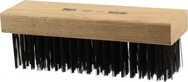 Osborn - 6 Rows x 19 Columns Steel Scratch Brush - 7-1/4" Brush Length, 1-5/8" Trim Length, Wood Straight Handle - First Tool & Supply