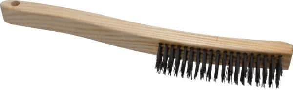 Osborn - 4 Rows x 19 Columns Steel Scratch Brush - 6" Brush Length, 13-11/16" OAL, 1-1/8" Trim Length, Wood Curved Handle - First Tool & Supply