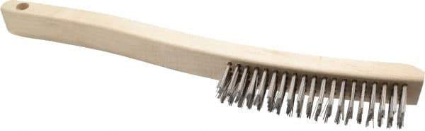 Osborn - 4 Rows x 19 Columns Stainless Steel Scratch Brush - 6" Brush Length, 13-11/16" OAL, 1-1/8" Trim Length, Wood Curved Handle - First Tool & Supply