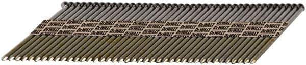 DeWALT - 30 Gauge 0.131" Shank Diam 3-1/4" Long Framing Nails for Power Nailers - Steel, Galvanized Finish, Smooth Shank, Angled Stick Paper Tape Collation, Round Head, Diamond Point - First Tool & Supply