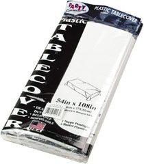 Tablemate Products - Table Set Rectangular Table Cover, Heavyweight Plastic, 54 x 108, White, 6/Pack - First Tool & Supply