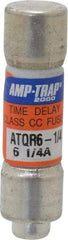 Ferraz Shawmut - 300 VDC, 600 VAC, 6.25 Amp, Time Delay General Purpose Fuse - Clip Mount, 1-1/2" OAL, 100 at DC, 200 at AC kA Rating, 13/32" Diam - First Tool & Supply