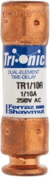 Ferraz Shawmut - 250 VAC/VDC, 0.1 Amp, Time Delay General Purpose Fuse - Clip Mount, 50.8mm OAL, 20 at DC, 200 at AC kA Rating, 9/16" Diam - First Tool & Supply