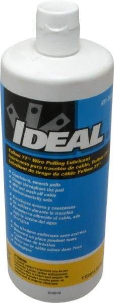 Ideal - 1 Quart Squeeze Bottle, Yellow Wire Pulling Lubricant Gel - 40 to 120°F, RoHS Compliant, UL Listed - First Tool & Supply