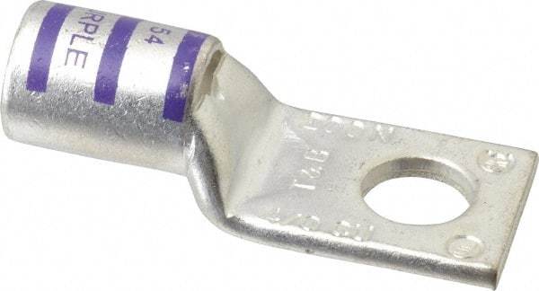 Thomas & Betts - 4/0 AWG Noninsulated Compression Connection Square Ring Terminal - 1/2" Stud, 2-1/2" OAL x 1.03" Wide, Tin Plated Copper Contact - First Tool & Supply