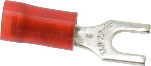 Thomas & Betts - #6 Stud, 22 to 16 AWG Compatible, Partially Insulated, Crimp Connection, Standard Fork Terminal - First Tool & Supply