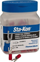 Thomas & Betts - #6 Stud, 22 to 16 AWG Compatible, Partially Insulated, Crimp Connection, Locking Fork Terminal - First Tool & Supply
