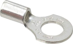 Thomas & Betts - 12-10 AWG Noninsulated Crimp Connection D Shaped Ring Terminal - 1/4" Stud, 0.91" OAL x 1/2" Wide, Tin Plated Copper Contact - First Tool & Supply