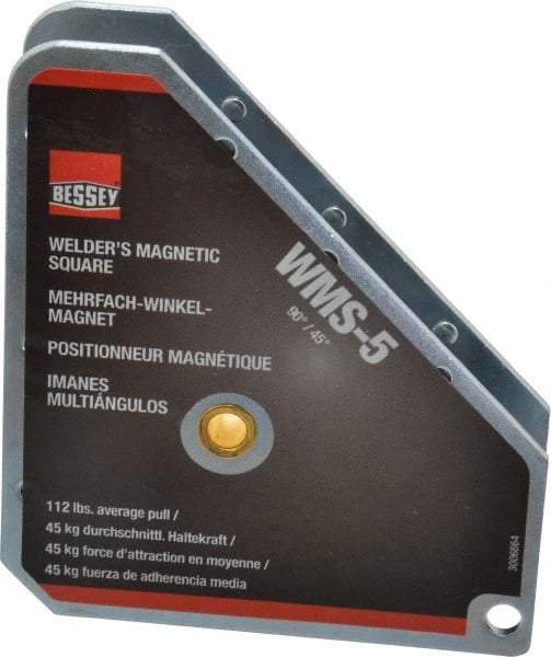 Bessey - 3-3/4" Wide x 3/4" Deep x 4-3/8" High Magnetic Welding & Fabrication Square - 112 Lb Average Pull Force - First Tool & Supply