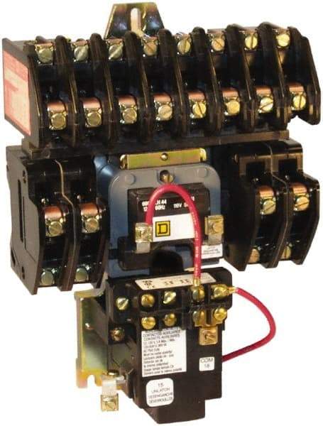 Square D - No Enclosure, 12 Pole, Mechanically Held Lighting Contactor - 20 A (Tungsten), 30 A (Fluorescent), 24 VAC at 60 Hz, 12NO Contact Configuration - First Tool & Supply