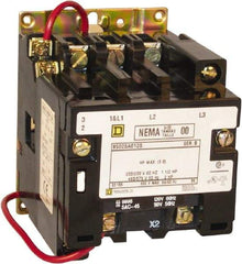 Square D - 2 Pole, 110 Coil VAC at 50 Hz and 120 Coil VAC at 60 Hz, 18 Amp NEMA Contactor - Open Enclosure, 50 Hz at 110 VAC and 60 Hz at 120 VAC - First Tool & Supply