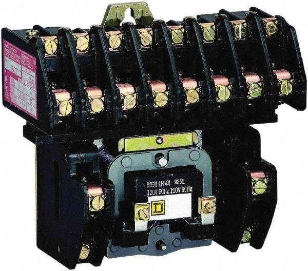 Square D - No Enclosure, 10 Pole, Electrically Held Lighting Contactor - 20 A (Tungsten), 30 A (Fluorescent), 220 VAC at 50 Hz, 240 VAC at 60 Hz, 10NO Contact Configuration - First Tool & Supply