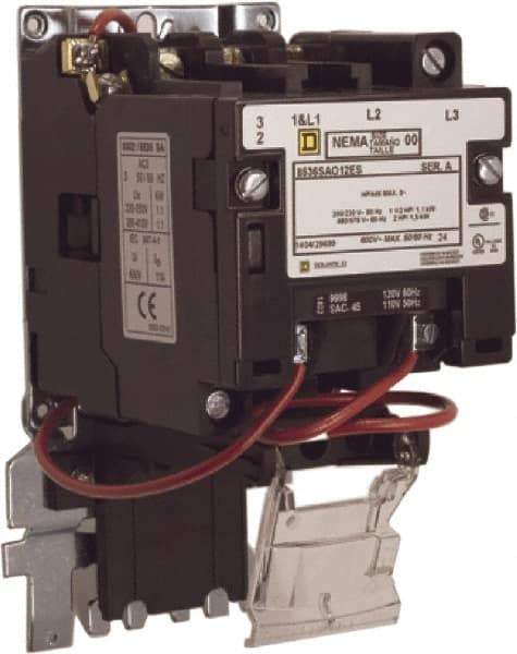 Square D - 110 Coil VAC at 50 Hz, 120 Coil VAC at 60 Hz, 9 Amp, Nonreversible Open Enclosure NEMA Motor Starter - 2 hp at 1 Phase - First Tool & Supply