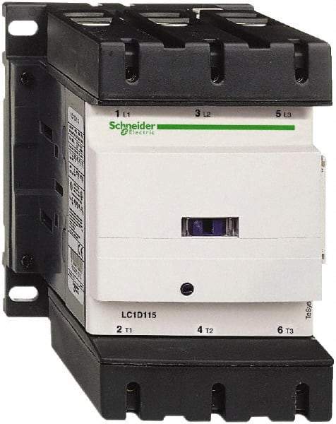 Schneider Electric - 3 Pole, 115 Coil VAC at 50/60 Hz, 115 Amp at 440 VAC, Nonreversible IEC Contactor - Bureau Veritas, CCC, CSA, CSA C22.2 No. 14, DNV, EN/IEC 60947-4-1, EN/IEC 60947-5-1, GL, GOST, LROS, RINA, RoHS Compliant, UL 508, UL Listed - First Tool & Supply