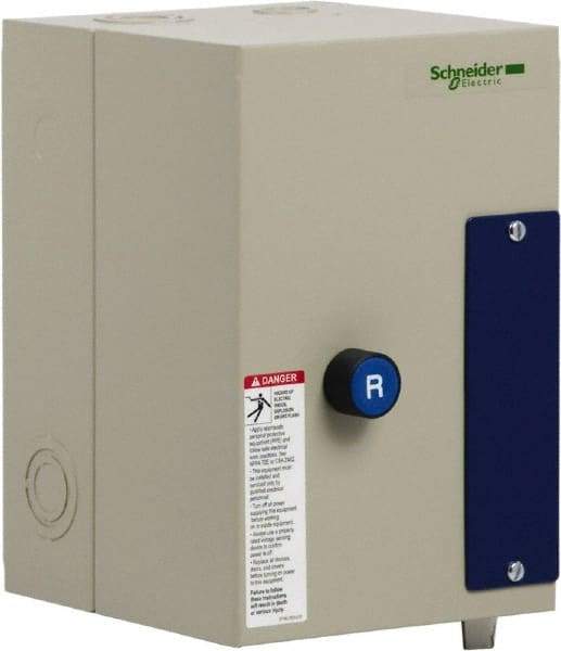 Schneider Electric - 3 Pole, 25 Amp, 240 Coil VAC, 50/60 Hz, Nonreversible Enclosed IEC Motor Starter - 1 Phase Hp: 2 at 115 Volt, 3 at 230 Volt, 3 Phase Hp: 15 at 460 Volt, 20 at 575 Volt, 5 at 200 Volt, 7.5 at 230 Volt - First Tool & Supply