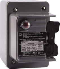 Square D - 2 Poles, 30 Amp, NEMA, Enclosed Toggle Manual Motor Starter - 1 hp at 90 VDC, 1-1/2 hp at 230 VDC, 2 hp at 115 VAC, 2 hp at 115 VDC, 2 hp at 230 VAC, 3 hp at 460 VAC & 3 hp at 575 VAC, CE, CSA, NEMA 4 & UL Listed - First Tool & Supply