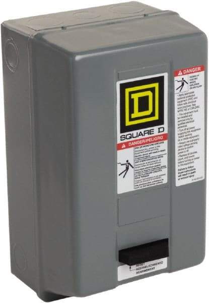 Square D - 110 Coil VAC at 50 Hz, 120 Coil VAC at 60 Hz, 9 Amp, Nonreversible Enclosed Enclosure NEMA Motor Starter - 1/3 hp at 1 Phase, 1 Enclosure Rating - First Tool & Supply