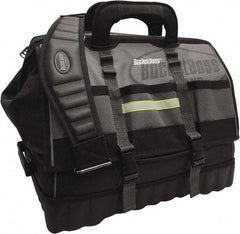 Bucket Boss - 18 Pocket Gray & Black Polyester Tool Bag - 18" Wide x 11" Deep x 16" High - First Tool & Supply