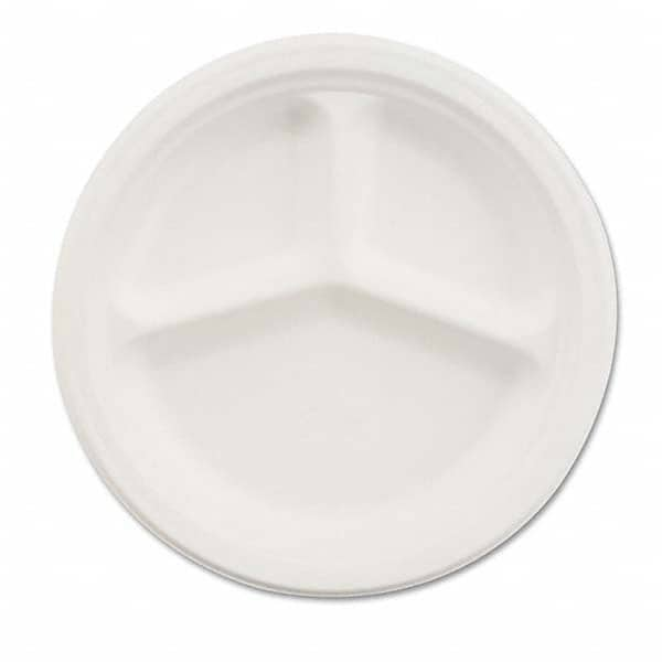 Chinet - Paper Dinnerware, 3-Comp Plate, 9 1/4" Diam, White, 500/Carton - First Tool & Supply