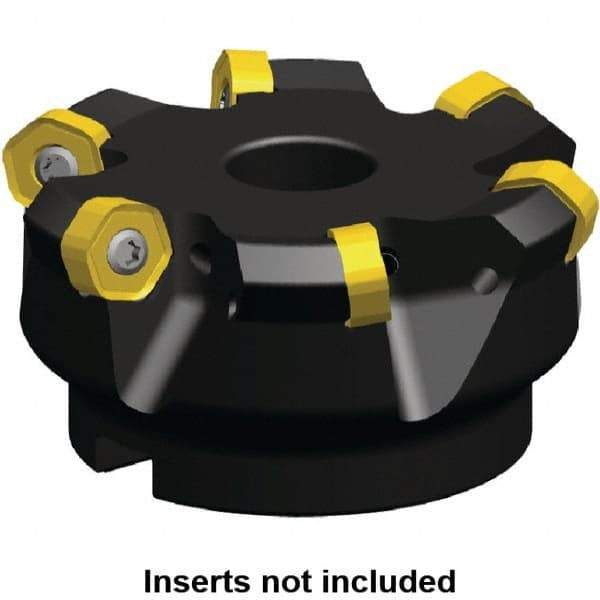 Kennametal - 88.15mm Cut Diam, 27mm Arbor Hole, 3.2mm Max Depth of Cut, 45° Indexable Chamfer & Angle Face Mill - 5 Inserts, HNGJ 0604... Insert, Right Hand Cut, 5 Flutes, Through Coolant, Series Dodeka Mini - First Tool & Supply