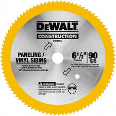 DeWALT - 6-1/2" Diam, 5/8" Arbor Hole Diam, 90 Tooth Wet & Dry Cut Saw Blade - Tungsten Carbide-Tipped, Fast Cutting Action, Diamond Arbor - First Tool & Supply