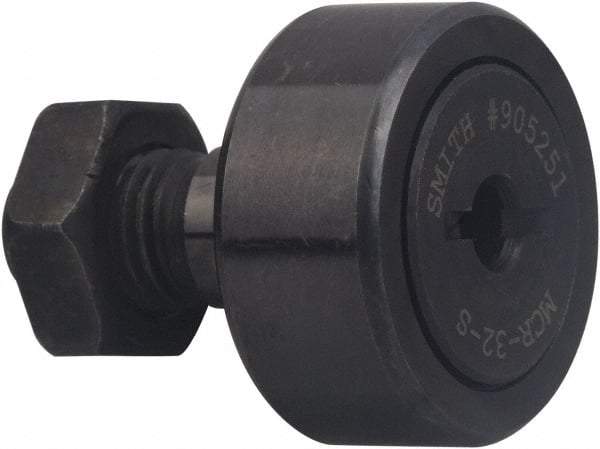 Accurate Bushing - 80mm Roller Diam x 35mm Width, 30mm Stud Diam x 63mm Length, Stud Cam Follower - Carbon Steel, 32mm Thread Length, M30x1.5 Thread, 100mm OAL, 45,000 N Dynamic Cap, 85,000 N Static Cap - First Tool & Supply