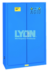 Acid Storage Cabinet - #5544 - 43 x 18 x 65" - 45 Gallon - w/2 shelves, three poly trays, 2-door manual close - Blue Only - First Tool & Supply