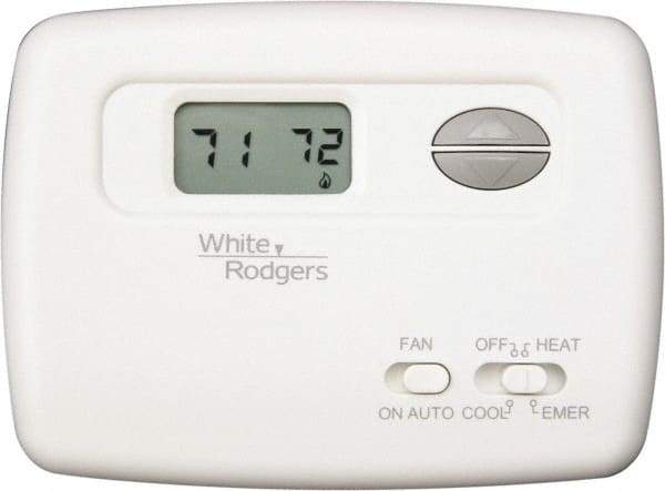 White-Rodgers - 45 to 90°F, 2 Heat, 1 Cool, Digital Nonprogrammable Heat Pump Thermostat - 20 to 30 Volts, Horizontal Mount, Hardwire Switch - First Tool & Supply