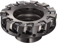 Sumitomo - 100mm Cut Diam, 1/2" Arbor Hole, 50mm Max Depth of Cut, 90° Indexable Chamfer & Angle Face Mill - 12 Inserts, NF-LDEN Insert, Right Hand Cut, 12 Flutes, Through Coolant, Series HF - First Tool & Supply