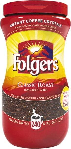 Folgers - Instant Coffee Crystals, Classic Roast, 16 oz Jar - First Tool & Supply