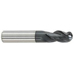 1/2" Dia. - 1" LOC - 3 OAL Ball Nose 3 FL Carbide S/E HP End Mill-AlTiN - First Tool & Supply