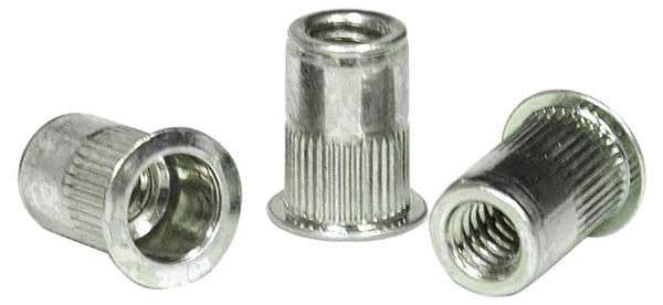 RivetKing - 0.13 to 0.225" Grip, Aluminum Standard Rivet Nut - Uncoated, Countersunk Head - First Tool & Supply