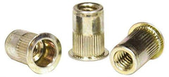 RivetKing - #8-32, 0.02 to 0.08" Grip, Steel Standard Rivet Nut - Zinc Yellow Dichromate Finish, Countersunk Head - First Tool & Supply