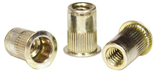 RivetKing - 0.13 to 0.225" Grip, Steel Standard Rivet Nut - Zinc Yellow Dichromate Finish, Flange Head - First Tool & Supply