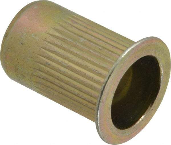 RivetKing - 0.13 to 0.225" Grip, Steel Standard Rivet Nut - Zinc Yellow Dichromate Finish, Countersunk Head - First Tool & Supply