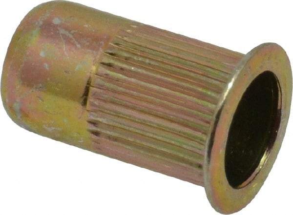 RivetKing - 0.13 to 0.225" Grip, Steel Standard Rivet Nut - Zinc Yellow Dichromate Finish, Flange Head - First Tool & Supply